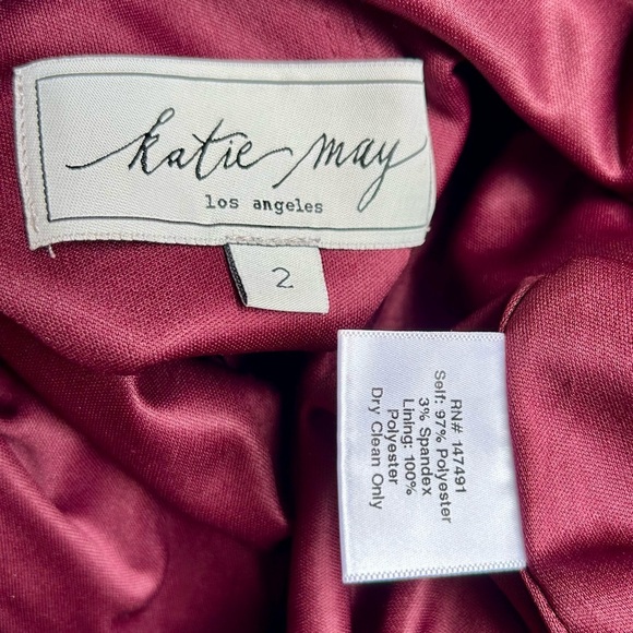 Katie May Intrigue Bow Gown Low Back Cap Sleeve Maxi Dress Burgundy Red 2 NWT - Picture 16 of 16